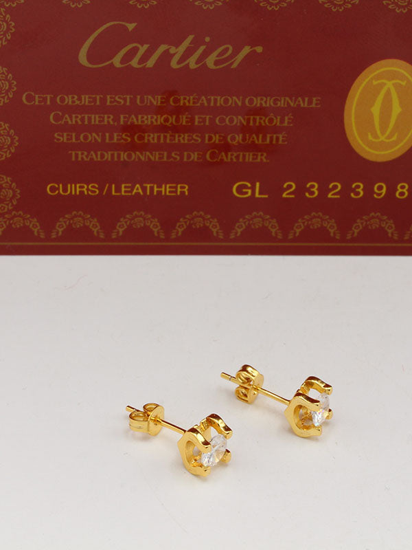 حلق كارتير زركون صعير لوقو حلق CARTIER ذهبي