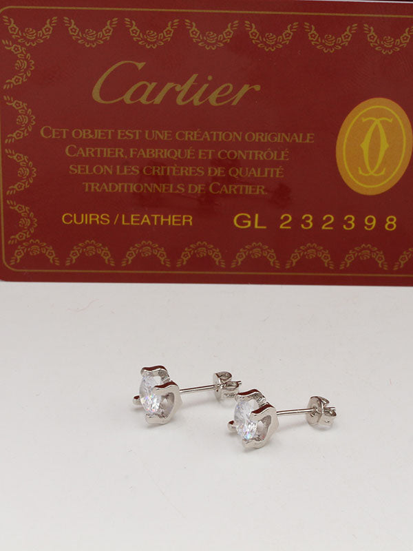 حلق كارتير زركون صعير لوقو حلق CARTIER فضي