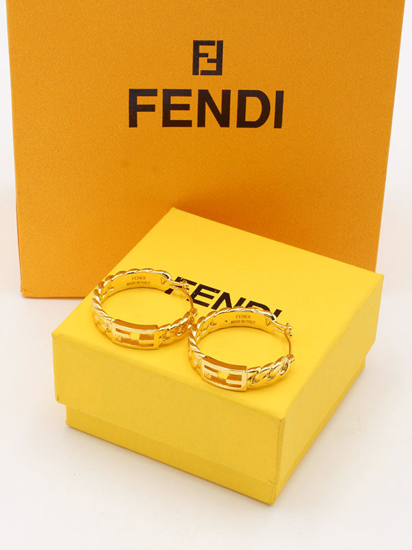 حلق فندي ميتال وسط لوقو حلق fendi