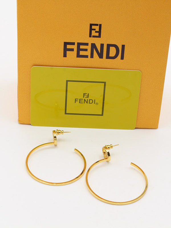 حلق فندي ميتال كبير زركون لوقو حلق fendi
