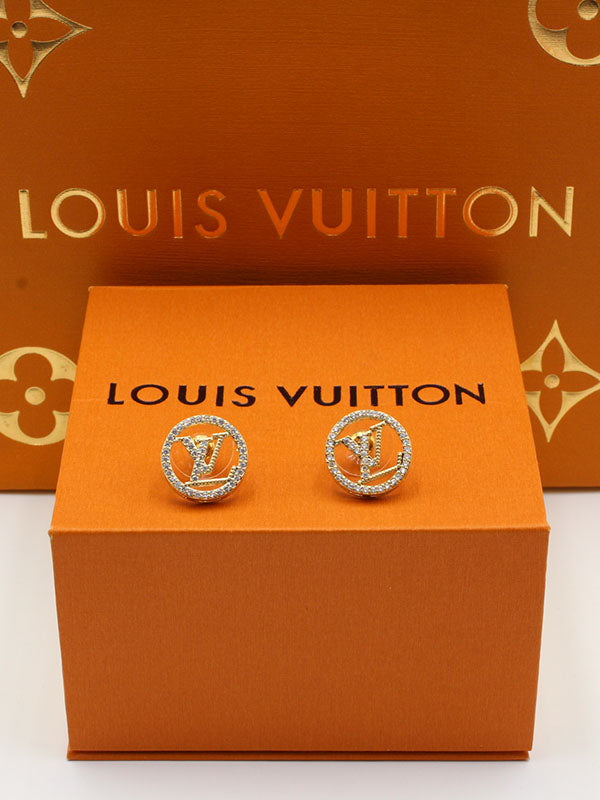 حلق لويس فيتون مدور زركون ذهبي حلق louis vuitton