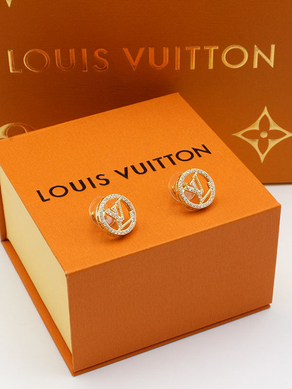 حلق لويس فيتون مدور زركون ذهبي حلق louis vuitton