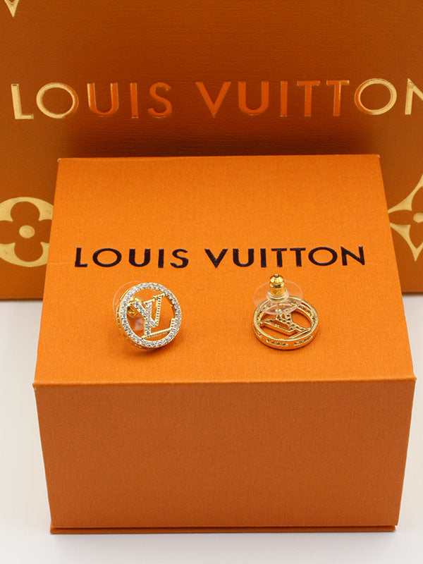 حلق لويس فيتون مدور زركون ذهبي حلق louis vuitton