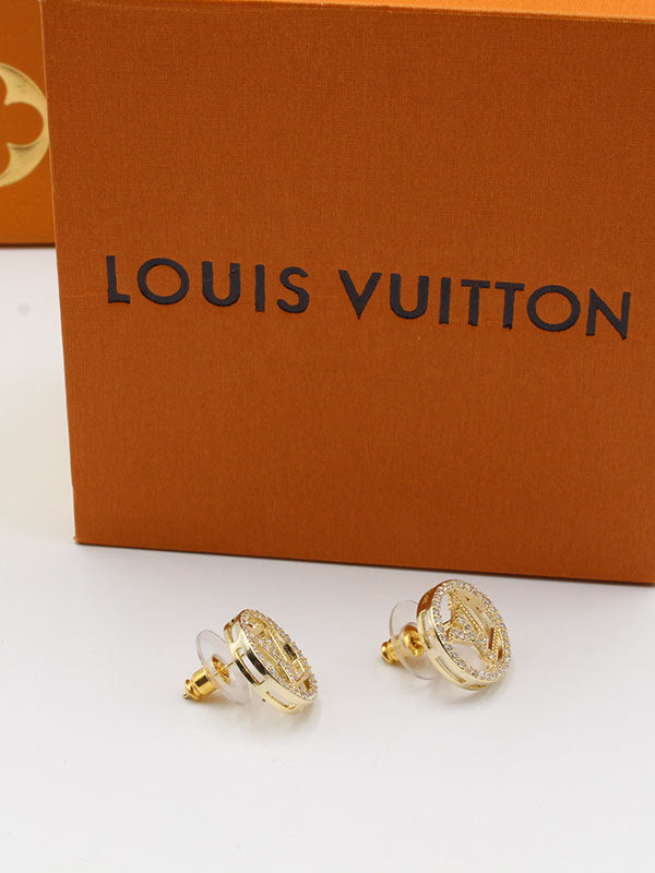 حلق لويس فيتون مدور زركون ذهبي حلق louis vuitton