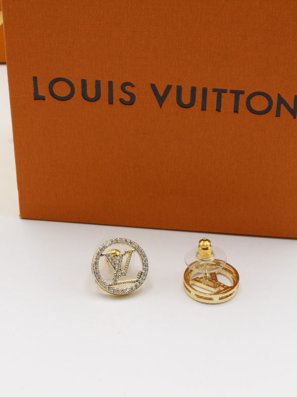 حلق لويس فيتون مدور زركون ذهبي حلق louis vuitton