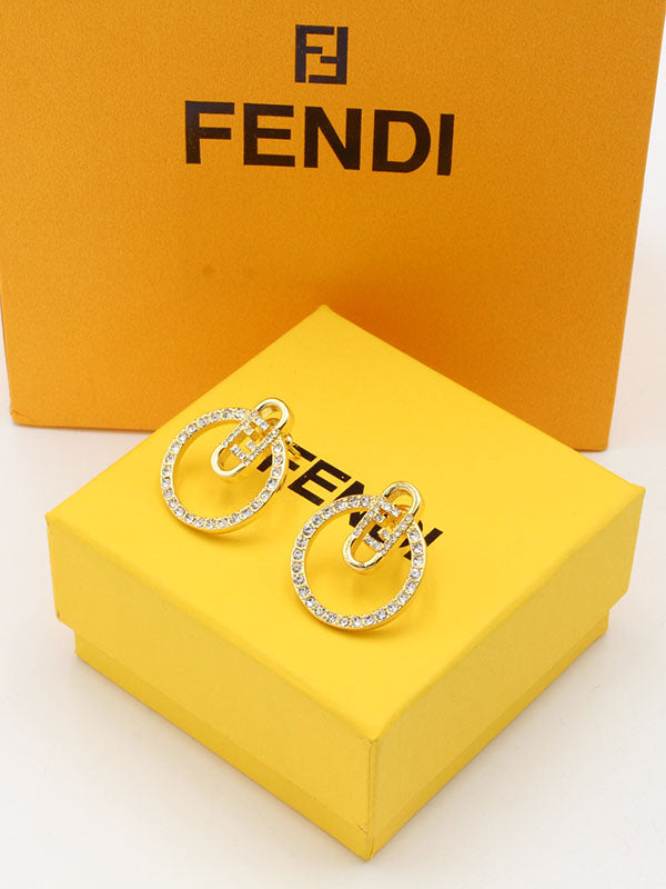 حلق فندي زركون لونق لوقو حلق fendi