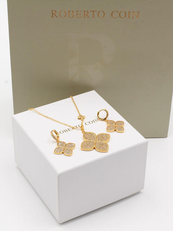 طقم روبرت كوين زركون فلاور طويل اطقم roberto coin