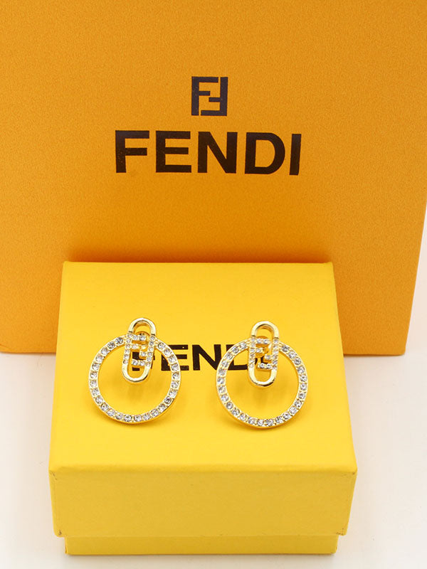 حلق فندي زركون لونق لوقو حلق fendi
