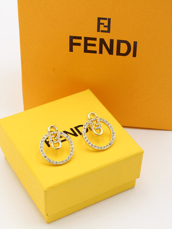 حلق فندي زركون لونق لوقو حلق fendi