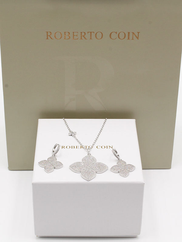 طقم روبرت كوين زركون فلاور طويل اطقم roberto coin فضي