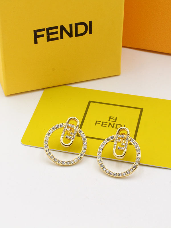 حلق فندي زركون لونق لوقو حلق fendi