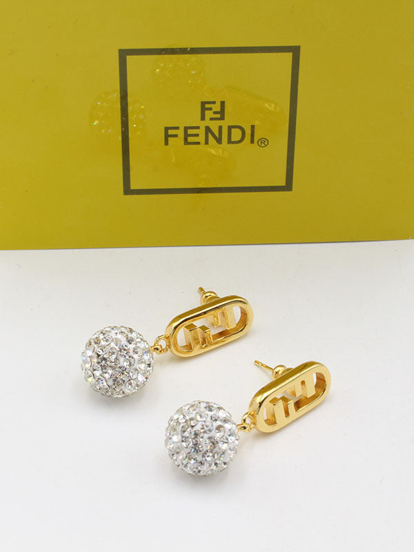 حلق فندي لولو كريستال لوقو حلق fendi