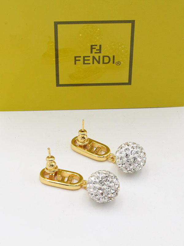 حلق فندي لولو كريستال لوقو حلق fendi