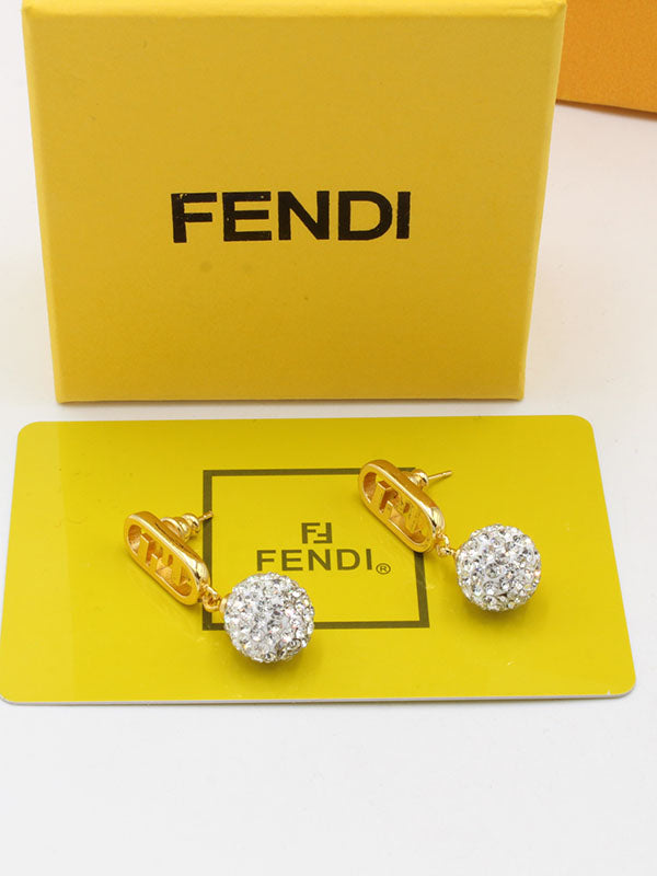 حلق فندي لولو كريستال لوقو حلق fendi