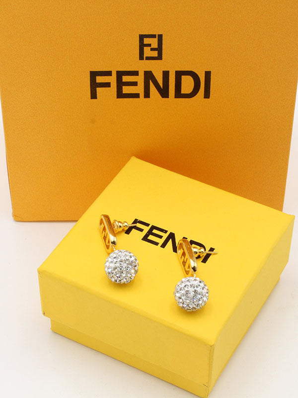 حلق فندي لولو كريستال لوقو حلق fendi