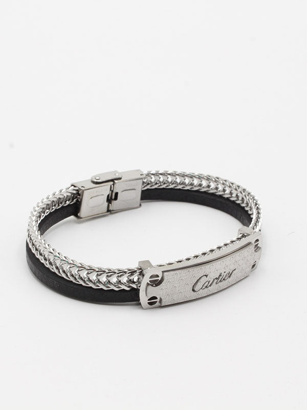 أسوارة كارتير رجالي جلد اسود شاين اند لذر اسواره CARTIER