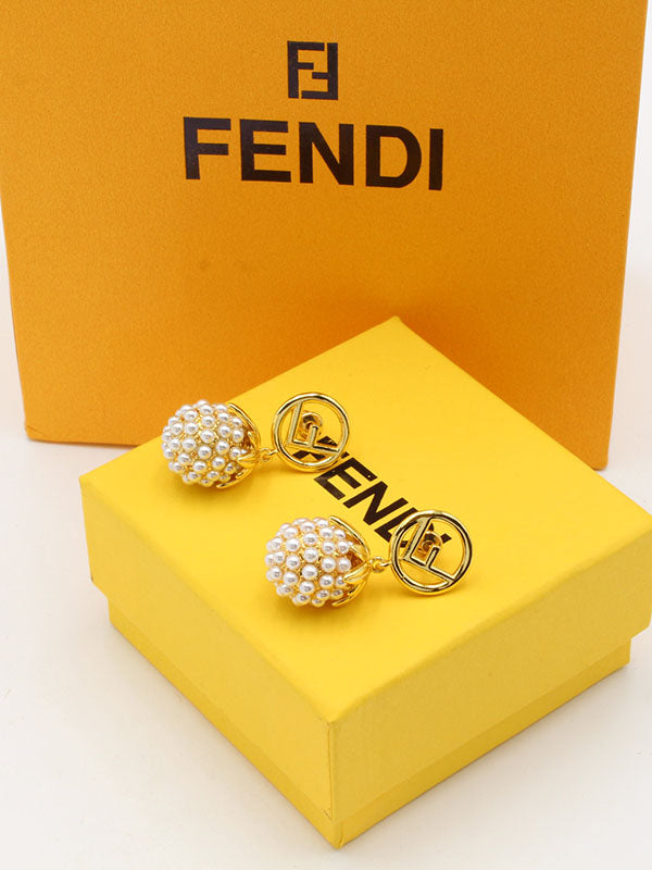 حلق فندي بيرل بول لوقو حلق fendi