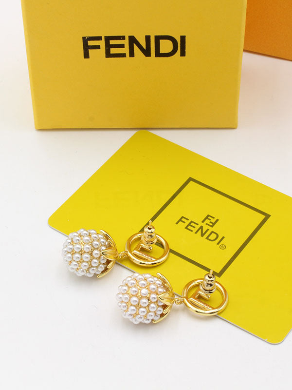 حلق فندي بيرل بول لوقو حلق fendi
