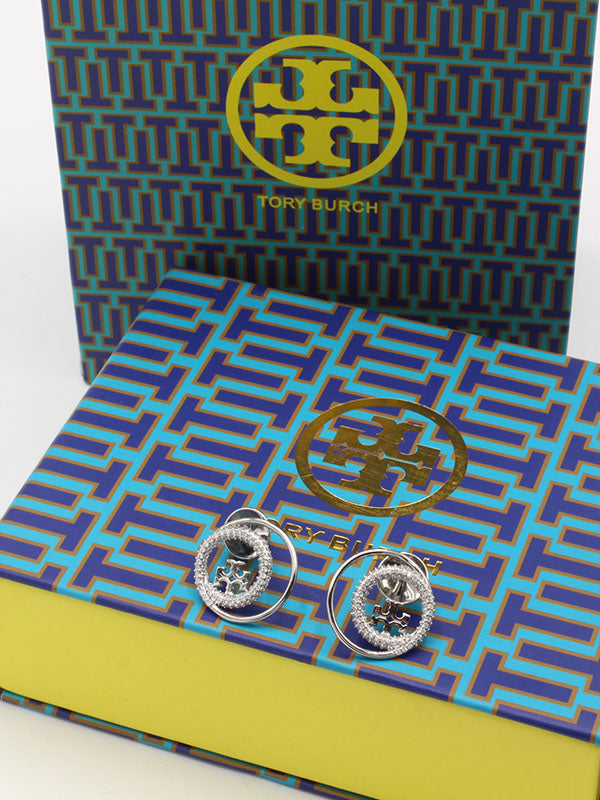 حلق توري بورش دبل سيركل زركون لوقو حلق tory burch
