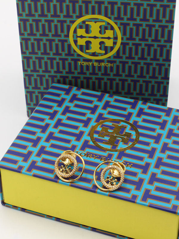حلق توري بورش دبل سيركل زركون لوقو حلق tory burch
