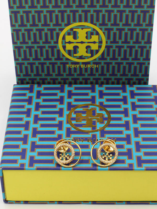حلق توري بورش دبل سيركل زركون لوقو حلق tory burch