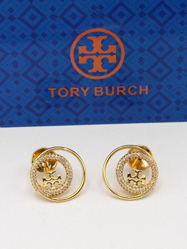 حلق توري بورش دبل سيركل زركون لوقو حلق tory burch