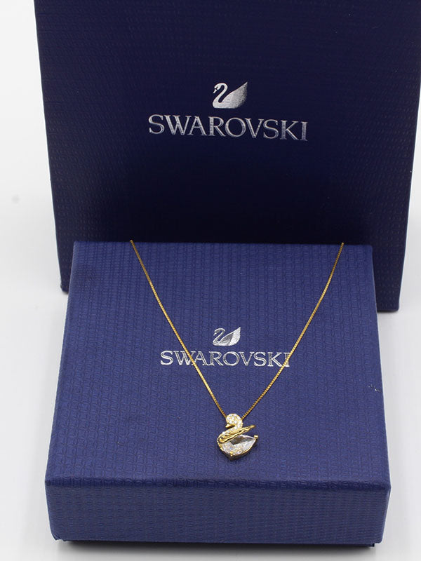 سلسال سوارفسكي سوان صغير سلسال Swarovski ذهبي