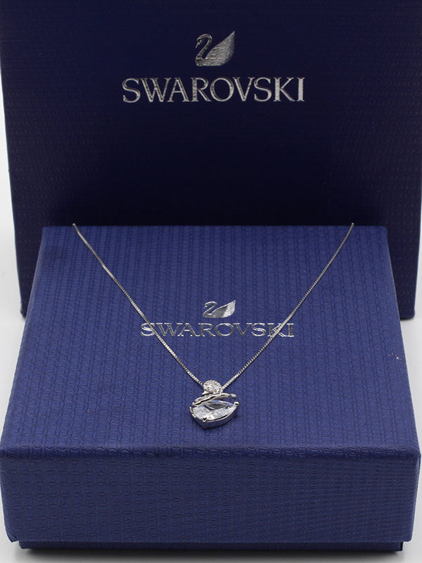 سلسال سوارفسكي سوان صغير سلسال Swarovski فضي