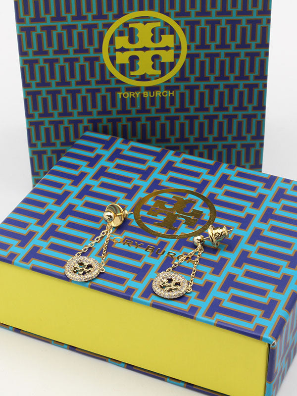 حلق توري بورش طويل زركون لوقو حلق tory burch