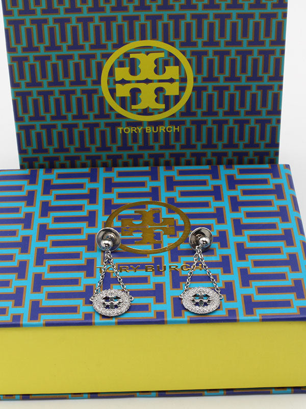 حلق توري بورش طويل زركون لوقو حلق tory burch