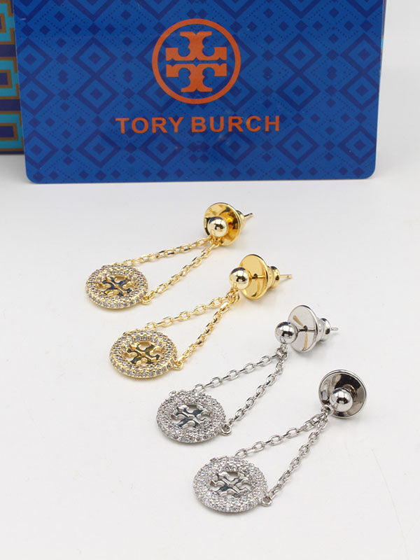 حلق توري بورش طويل زركون لوقو حلق tory burch