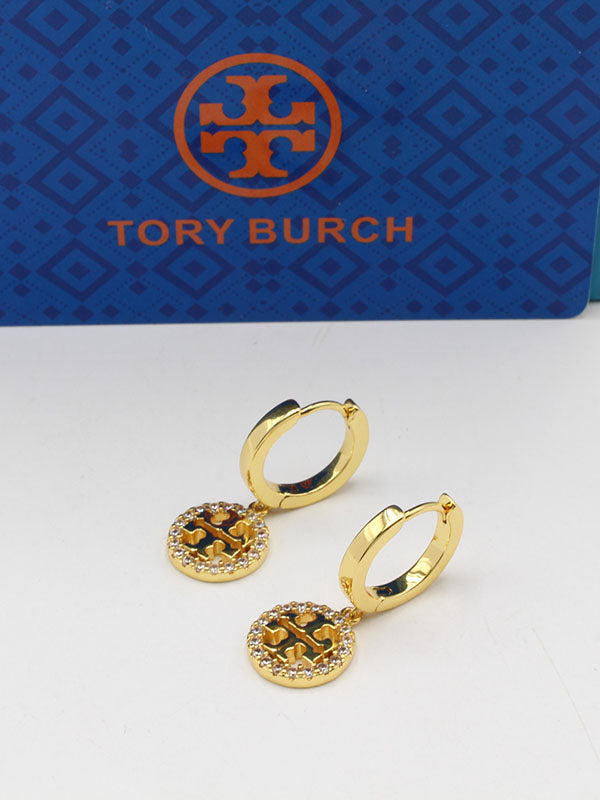 حلق توري بورش زركون لوقو مدور حلق tory burch