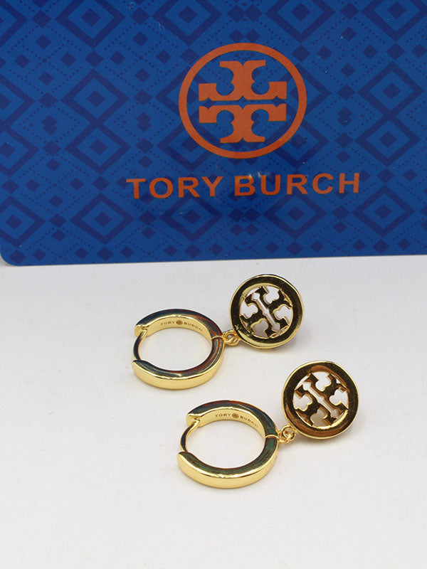 حلق توري بورش زركون لوقو مدور حلق tory burch