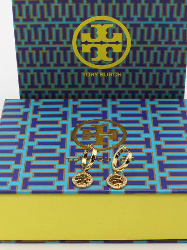حلق توري بورش زركون لوقو مدور حلق tory burch