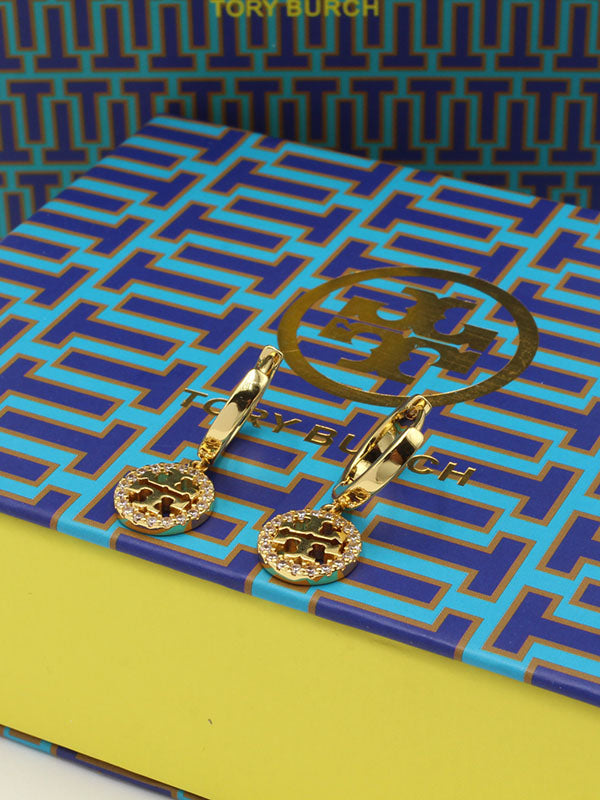 حلق توري بورش زركون لوقو مدور حلق tory burch