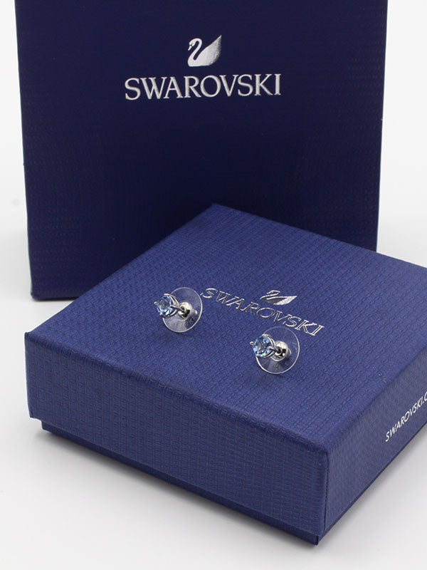 حلق سواروفسكي فص صغير حلق Swarovski سماوي فضي