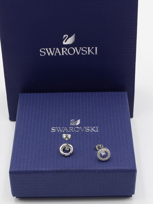 حلق سواروفسكي مدور صغير زركون حلق Swarovski فضي
