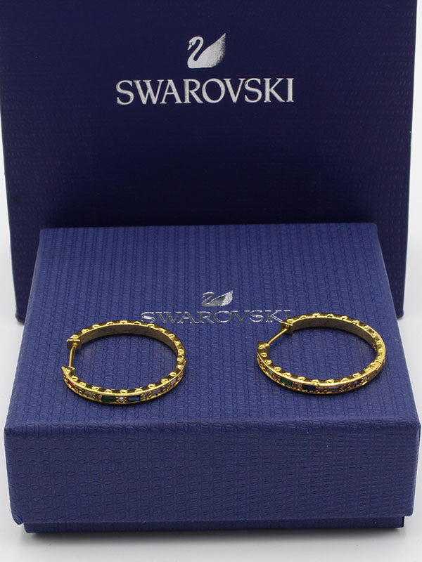 حلق سواروفسكي مدور ملون حلق Swarovski