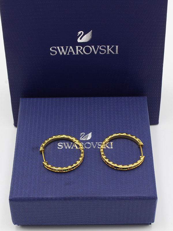 حلق سواروفسكي مدور ملون حلق Swarovski ذهبي
