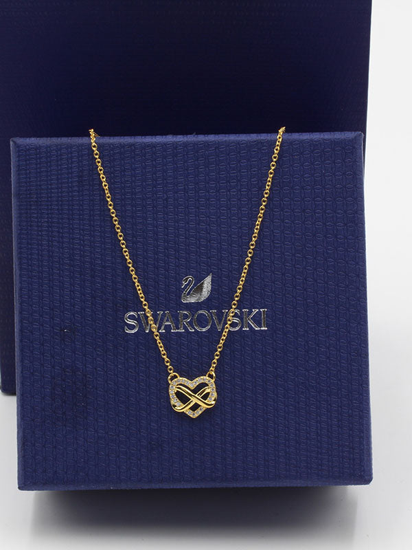 سلسال سواروفسكي هارت ابيض سلسال Swarovski ذهبي