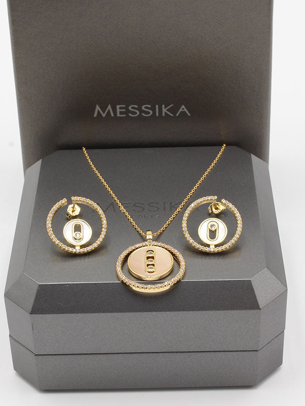 طقم ميسيكا ذهبي مدور شيل اطقم messika