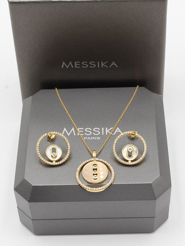 طقم ميسيكا ذهبي مدور شيل اطقم messika