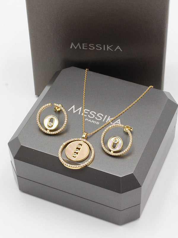 طقم ميسيكا ذهبي مدور شيل اطقم messika ذهبي