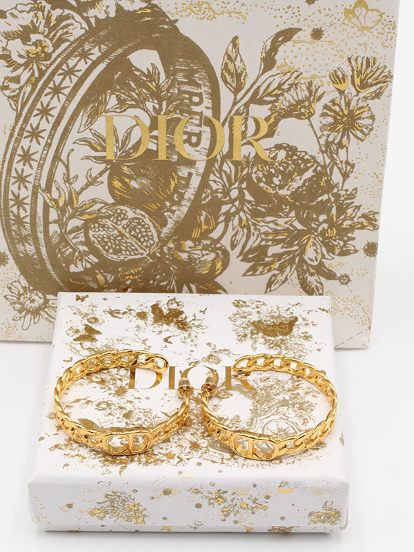 حلق ديور مدور ميتال كبير حلق dior