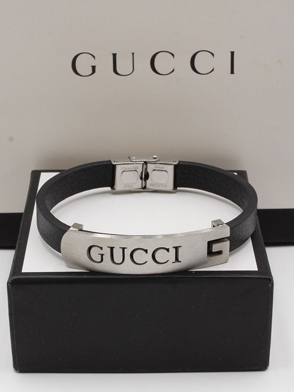 اساور قوتشي جلد فضية رجالية اسواره gucci