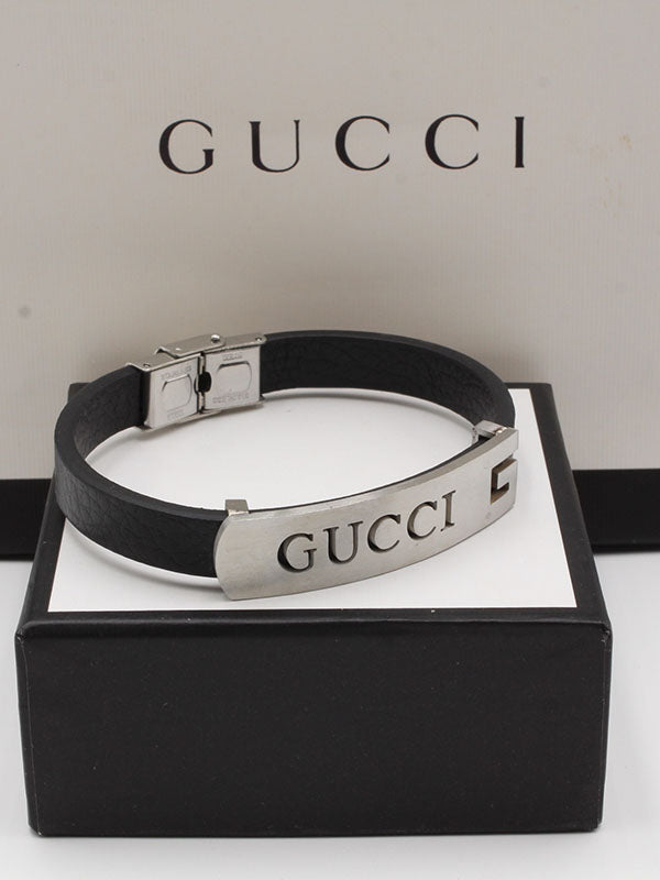 اساور قوتشي جلد فضية رجالية اسواره gucci