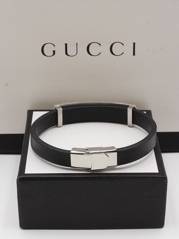 اساور قوتشي جلد فضية رجالية اسواره gucci اسود