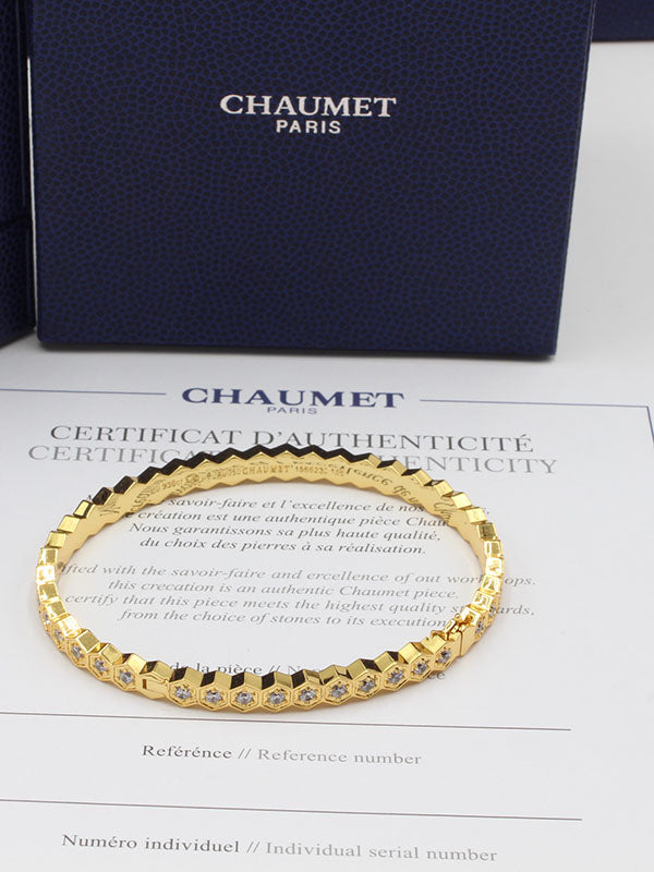 اسواره شومية فل زركون لوقو اسواره chaumet ذهبي