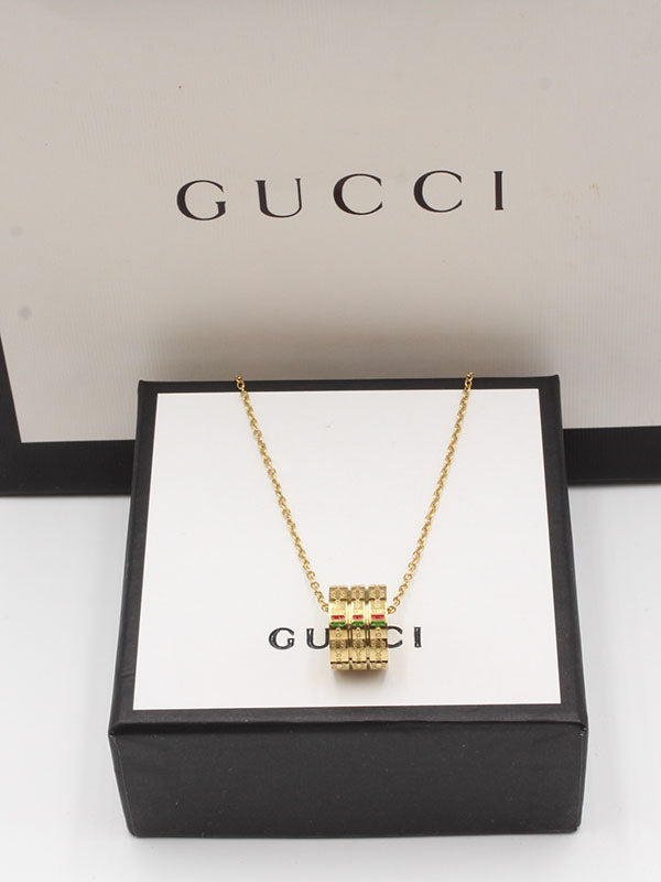 سلسال قوتشي اسطواني ذهبي سلسال gucci