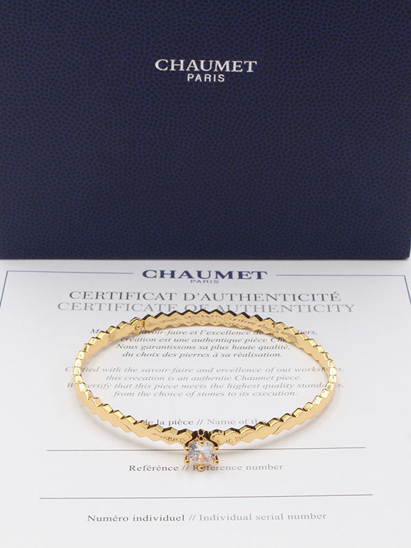 اسواره شومية زركون ون ستون لوقو اسواره chaumet ذهبي